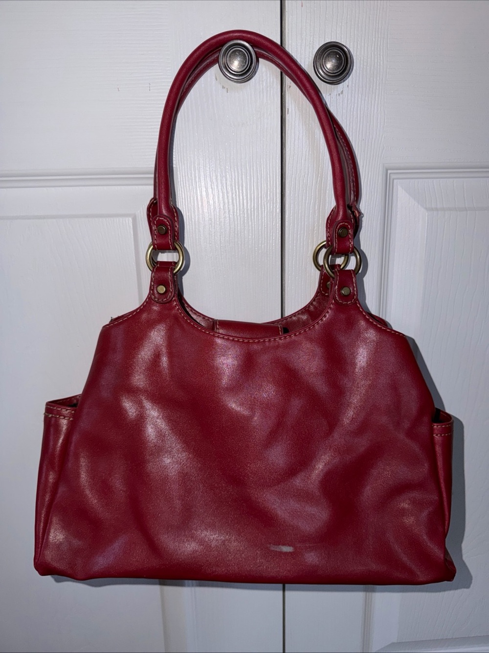Nine West Burgundy Shoulder Bag with Gold Hardware
